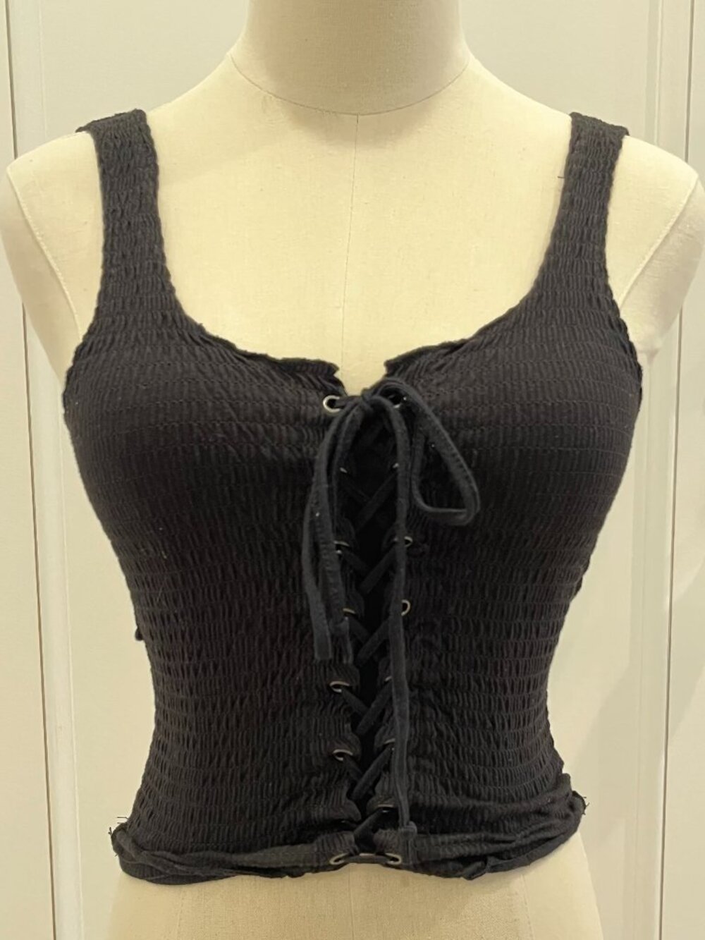 Hot Topic Lace-Up Black Corset Tank Size XS
